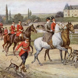 Setting off on a Fox Hunt - leaving the Chateau