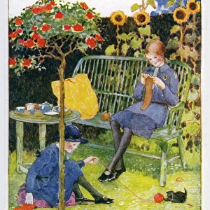Sewing in the Garden by Millicent Sowerby