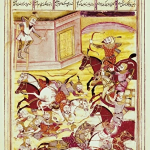 Shahnameh. The Book of Kings. 16th c. Sam shooting