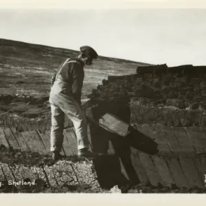 Shetland Islands - Cutting a peat bank