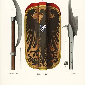 Shield and weapons of the late 15th century