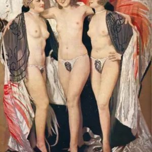 Three showgirls in Un Coup de Folie at the Folies Bergere, P