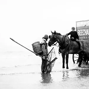 A shrimper and a bathing machine, Blackpool