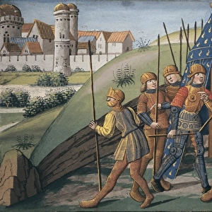 Siege of a city. Illustration in the Roman d Ogier
