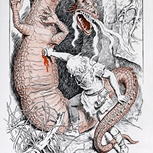 Siegfried slaying the great dragon Fafner