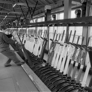 A signalman at work at Shrewsbury, Shropshire, England