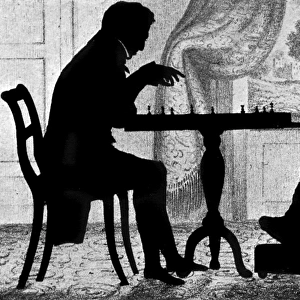 Silhouette of a chess game