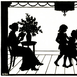Silhouette of a dancing family