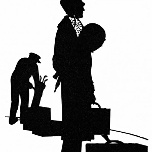 Silhouette of a fashionable woman on her travels