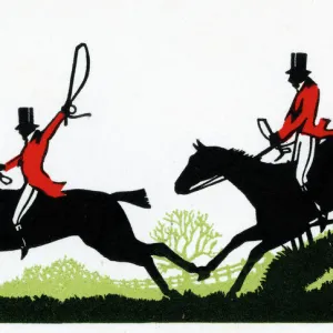 Silhouette of fox hunting scene