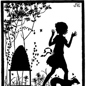 Silhouette, Girl and Beehive