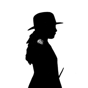 Silhouette of girl in riding costume