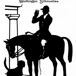 Silhouette of huntsman enjoying a stirrup cup