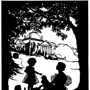 Silhouette of Lady Dufferin and family