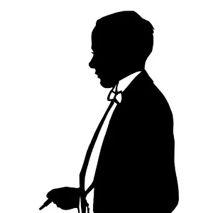 Silhouette of man in evening dress