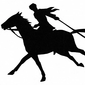 Silhouette of polo player on horseback