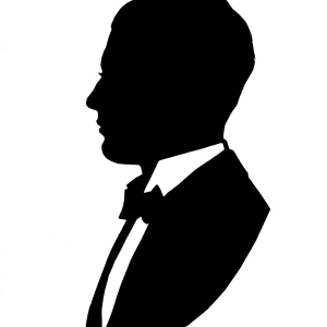 Silhouette portrait of a man in evening dress