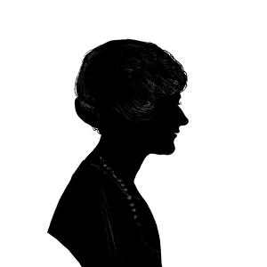 Silhouette portrait of Mrs Satterthwaite