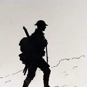 Silhouette of a Tommy in marching order, WW1