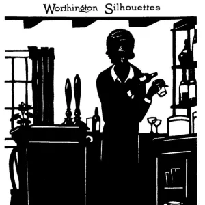 Silhouette of a waitress