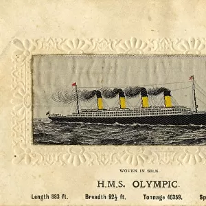 Silk postcard, HMS Olympic