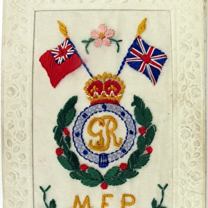 Silk postcard showing Military Foot Police emblem