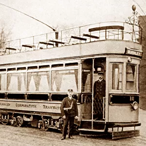 Single deck tram, Burnley, early 1900s