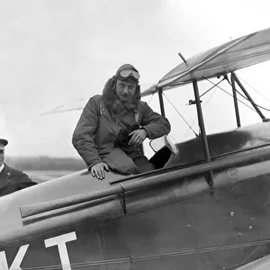 Sir Alan Cobham with his de Havilland DH. 60 Moth biplane