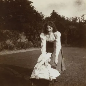 Two sisters in garden, Ealing, West London