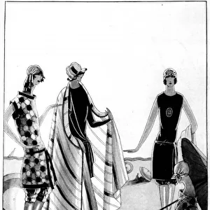 Sketch of bathing outfits, 1923