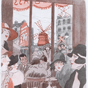 A sketch of a caf頯verlooking the Place Blanche, Montmartre