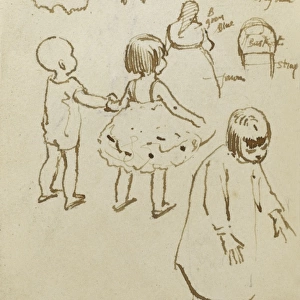 Sketch of children and woman