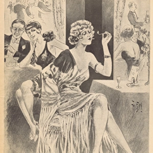 A sketch of a girl in a London bar, 1928