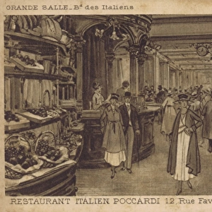 A sketch of the Grande Salle of Poccardi, Italian Restaurant