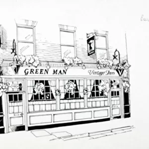 Sketch of Green Man PH, Soho, London