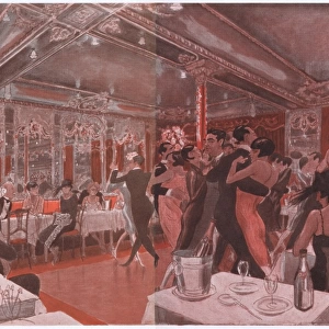 A sketch of the interior of Le Garron night-spot in Paris, 1