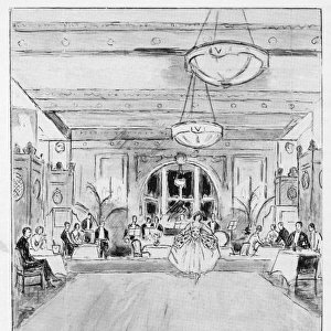 Sketch of the interior of Verreys restaurant, 1926
