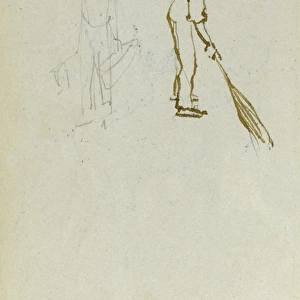 Sketch of man with sweeping brush