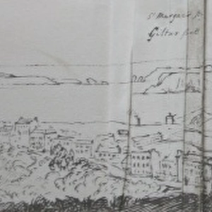 Sketch of Tenby, Wales, including St Margarets Island