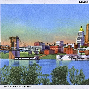Skyline and Ohio River, Cincinnati, Ohio, USA
