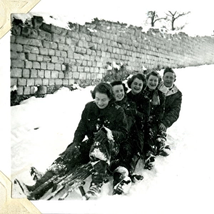 Sledging at Chateau d Hennement, France, WW2