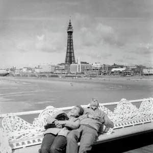 sleeping on Blackpool prom