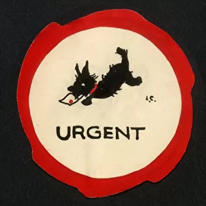 Small circular gift tag - original artwork - Urgent - Dog