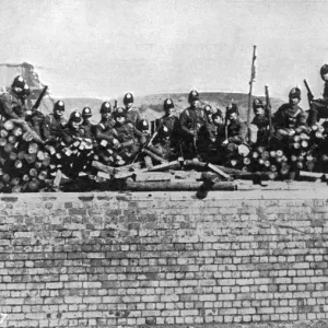 Soldiers at Brynkinalt Colliery, 1912