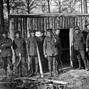 Soldiers at forest lumber works, Western Front, WW1