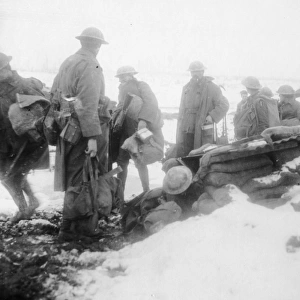 Soldiers in snow on the Western Front, WW1