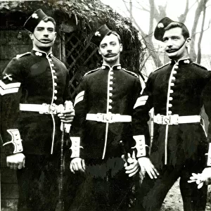 Three soldiers in walking out uniform
