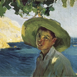 SOROLLA, Joaqu�(1863-1923). Boy with Hat. Post-Impressioni