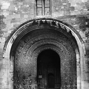 South Porch of Malmesbury Abbey, Wiltshire, England. A monestary was established here