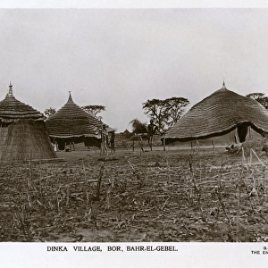 South Sudan - Dinka Tribal Village at Bor, Bahr-el-Jebel